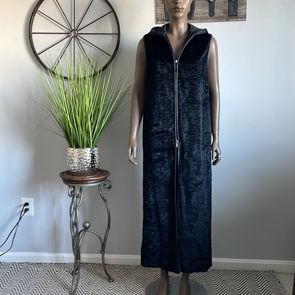 DIVINA Faux Persian Lamb Jacket Black Zip Jacket Size 8 - Picture 8 of 14